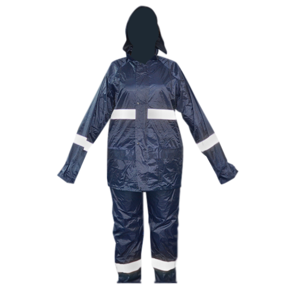 IMPERMEABLE PVC/POLIÉSTER 2 PIEZA CON REFLEJANTE PREMIUM LAMIRA AZUL LS-4103